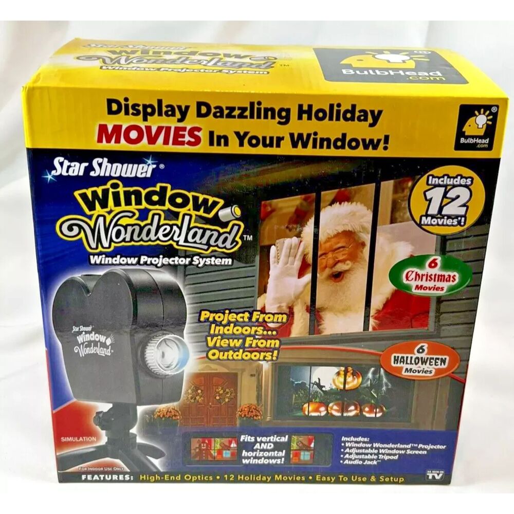 Star Shower Window Wonderland Projector 6 Halloween & 6 Christmas Movies NEW